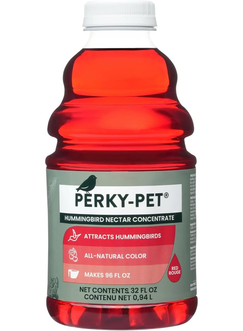 Perky-Pet 238 Red Hummingbird Liquid Nectar 32 Fl.Oz - Makes Up To 96 Fluid Ounces - Image 1