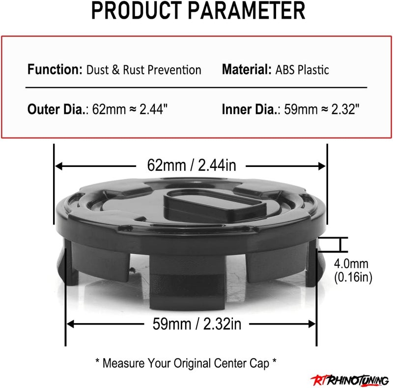 RTrhinoTuning 4PCS 62mm Wheel Center Caps - Image 2