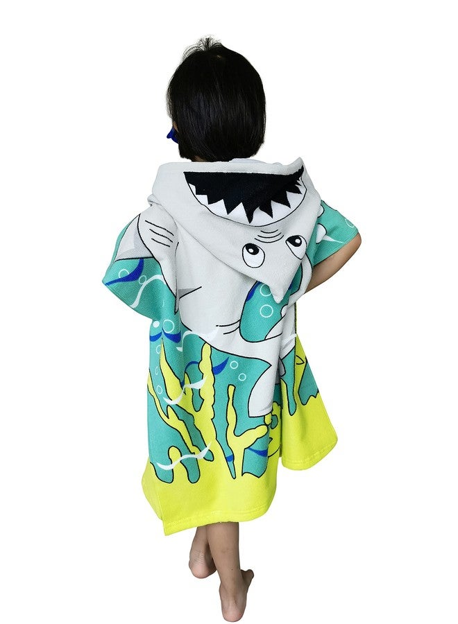 Athaelay Wearable Towel for Kids Toddlers Bath Pool Beach Swim Poncho Cover-ups Swimwear for Little Boys Girls, Shark Theme with Bag - Image 2