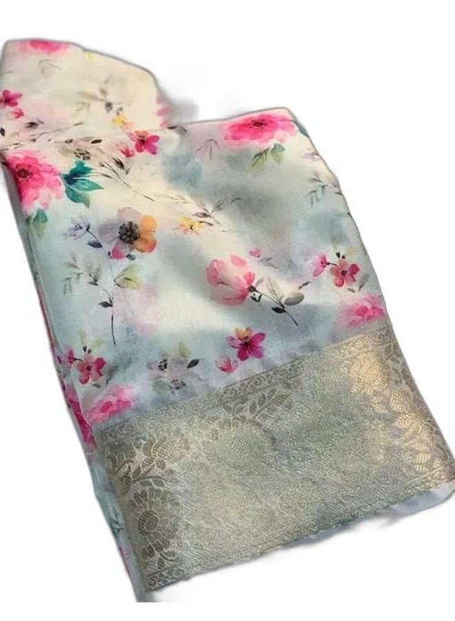 premium digital Lightweight Georgette Saree with Floral Wedding Border and Designer Hot Print  - Image 1