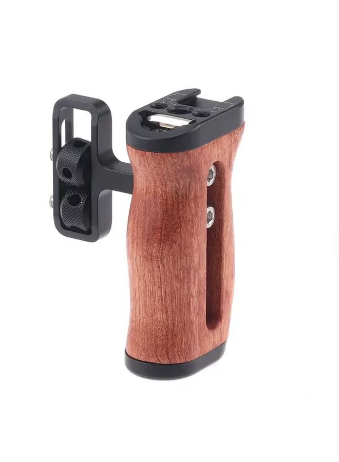 Universal Camera Side Handle With Cold Shoe For Sony Canon Nikon DSLR Wooden Handgrip - Image 1