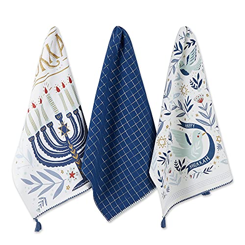 DII Hanukkah Kitchen Collection Festival of Lights Celebration Decor Dish Towel Set 18x28 Happy Hanukkah 3 Piece - Image 1