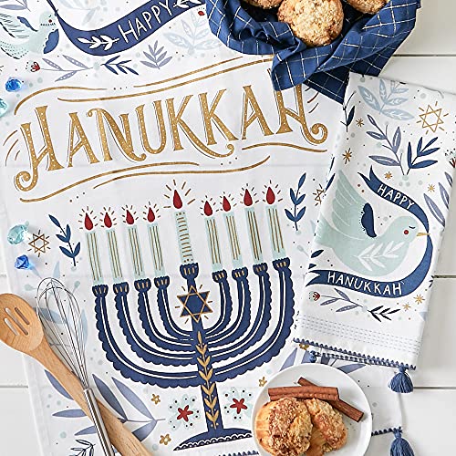 DII Hanukkah Kitchen Collection Festival of Lights Celebration Decor Dish Towel Set 18x28 Happy Hanukkah 3 Piece - Image 3