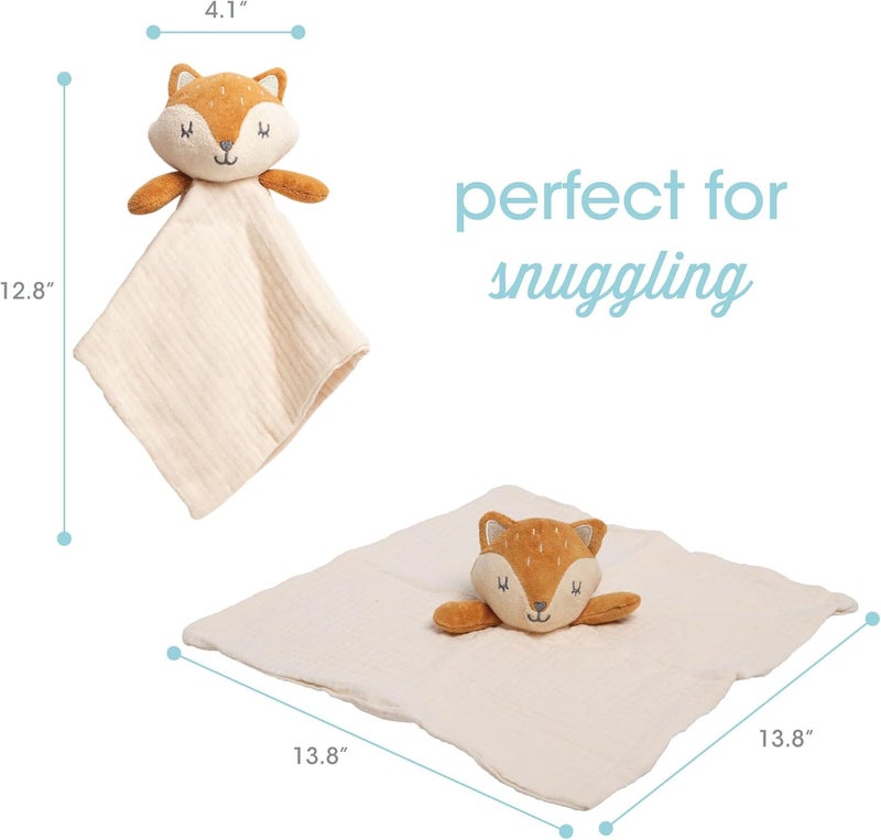 Pearhead Fox Security Blanket Soft Baby Lovey for Babies Snuggle Toy Stuffed Animal Newborn Infant and Toddler Security Toy Baby Boy or Baby Girl Lovie New Baby Gift Cotton Muslin Fox Lovey - Image 3