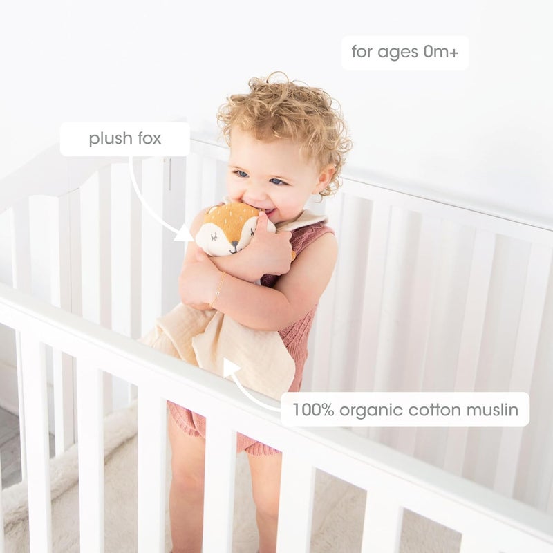 Pearhead Fox Security Blanket Soft Baby Lovey for Babies Snuggle Toy Stuffed Animal Newborn Infant and Toddler Security Toy Baby Boy or Baby Girl Lovie New Baby Gift Cotton Muslin Fox Lovey - Image 2