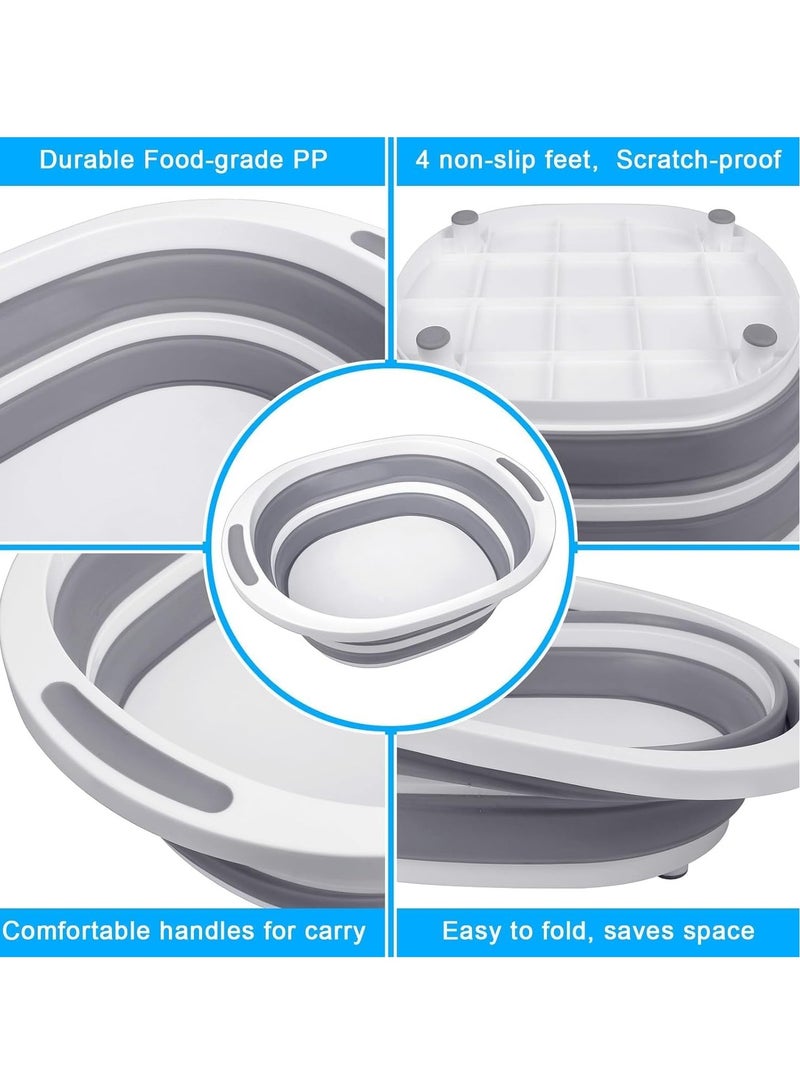 SYOSI Collapsible Wash Basin, Dish Tub Sink Basin Folding Dish Pans for Kitchen Sink, 7.5L 2-in-1 Dishpan Cutting Board, Portable Sink Dish Basin for Camping Washing Bin - Image 2