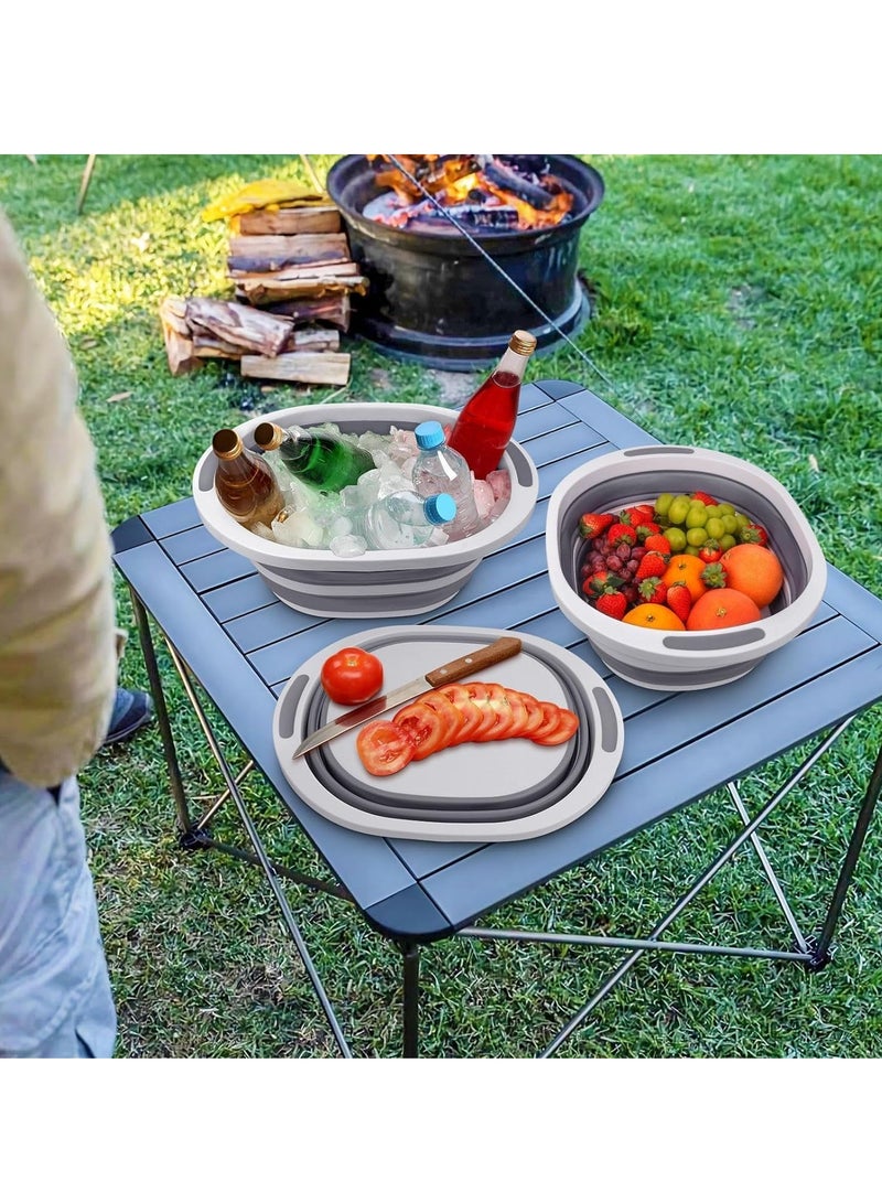 SYOSI Collapsible Wash Basin, Dish Tub Sink Basin Folding Dish Pans for Kitchen Sink, 7.5L 2-in-1 Dishpan Cutting Board, Portable Sink Dish Basin for Camping Washing Bin - Image 5