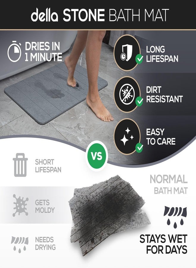 della Premium Stone Bath Mat - Luxurious Quick Drying Diatomite Bathstone for Bathroom Floor - Modern Super Absorbent Diatomaceous Earth Shower Mat, Water Absorbent Bathmat ([Extra-Large] Stripes) - Image 2