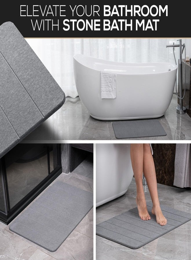 della Premium Stone Bath Mat - Luxurious Quick Drying Diatomite Bathstone for Bathroom Floor - Modern Super Absorbent Diatomaceous Earth Shower Mat, Water Absorbent Bathmat ([Extra-Large] Stripes) - Image 3