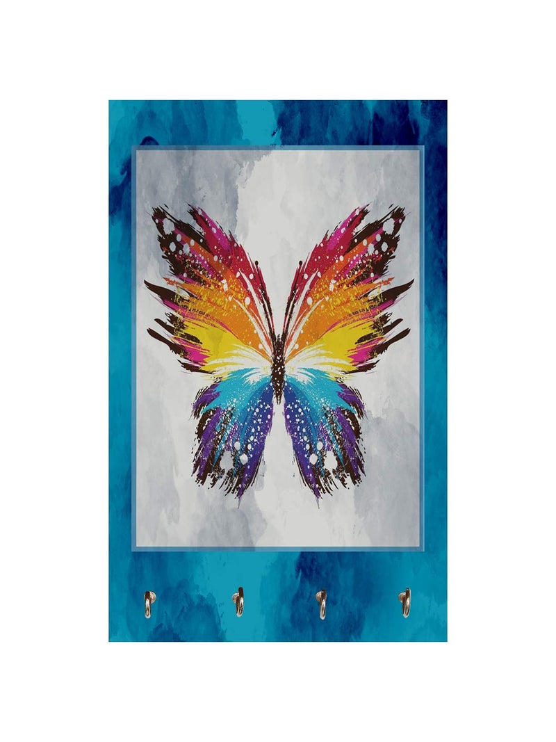 999STORE Key Stand for Home Wall Stylish Holder Wall Mount Hanger Organizer Butterfly Key Stand for Wall (MDF_7.5X12 Inch_Multi) KeyholderP126 - Image 2