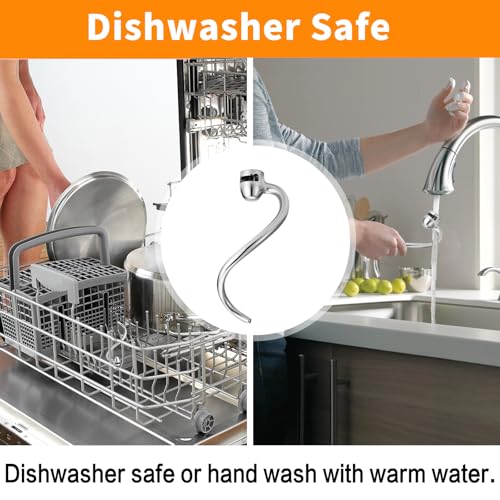 PQPO Stainless Steel Spiral Dough Hook Compatible with KitchenAid 6 Quart Bowl-Lift Stand Mixers,Heavy Duty Mixer Attachment, Dishwasher Safe,Efficient Kneading for Bread, Pizza, Pasta - Image 4