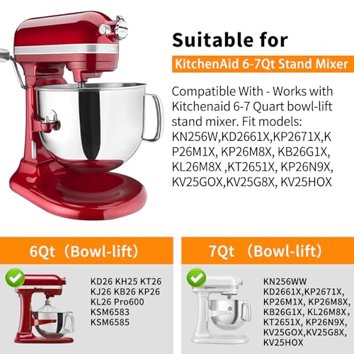 PQPO Stainless Steel Spiral Dough Hook Compatible with KitchenAid 6 Quart Bowl-Lift Stand Mixers,Heavy Duty Mixer Attachment, Dishwasher Safe,Efficient Kneading for Bread, Pizza, Pasta - Image 2
