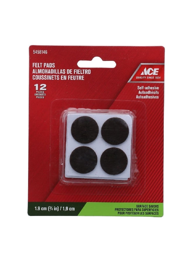 ACE 12-Piece Medium Duty Easy to Use Round Self-Adhesive Felt Pads Brown 3/4 Inch 9959 - Image 1