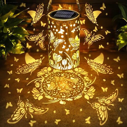 Toodour 2 Pack Hanging Solar Lantern Outdoor - Solar Vintage Lantern with Flickering Flame, 2 Modes Waterproof Hanging Lights for Camping, Patio, Deck, Yard, Path, Outdoor Halloween Decorations - Image 4