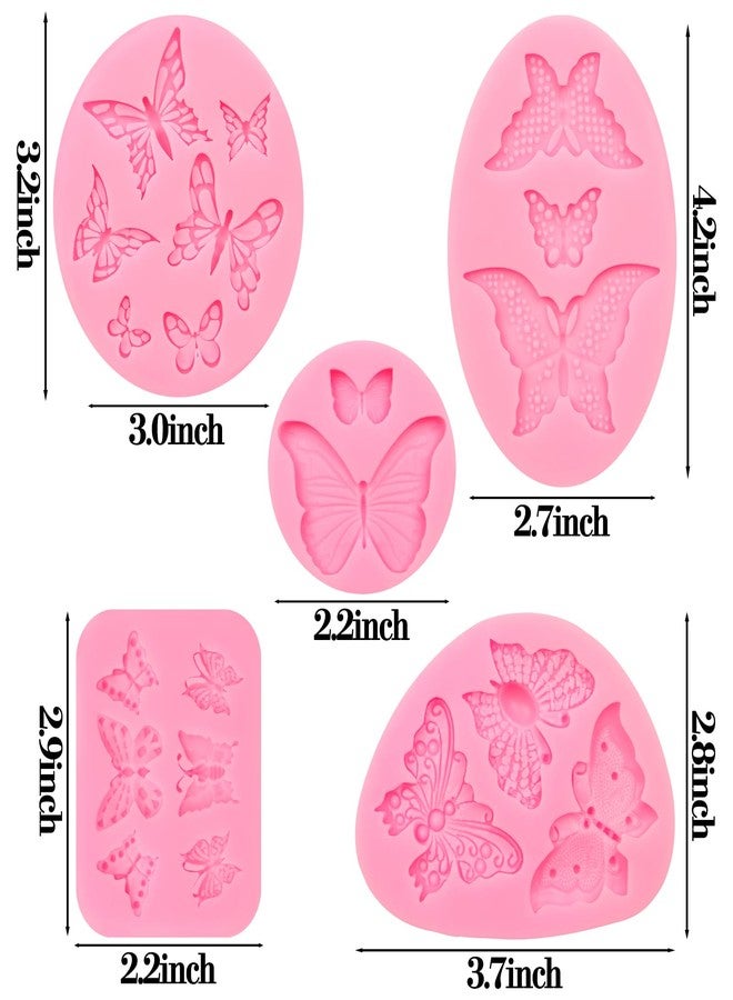 Xcake Lcook Butterfly Chocolate Silicone Molds, 5pcs Butterflys Fondant Mold, Mini Butterfly Kitchen Baking Mold for Cake Decoration Cupcake Topper Candy Sugar Craft Gum Paste Clay Resin - Image 2