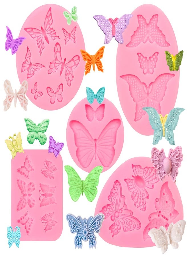 Xcake Lcook Butterfly Chocolate Silicone Molds, 5pcs Butterflys Fondant Mold, Mini Butterfly Kitchen Baking Mold for Cake Decoration Cupcake Topper Candy Sugar Craft Gum Paste Clay Resin - Image 1