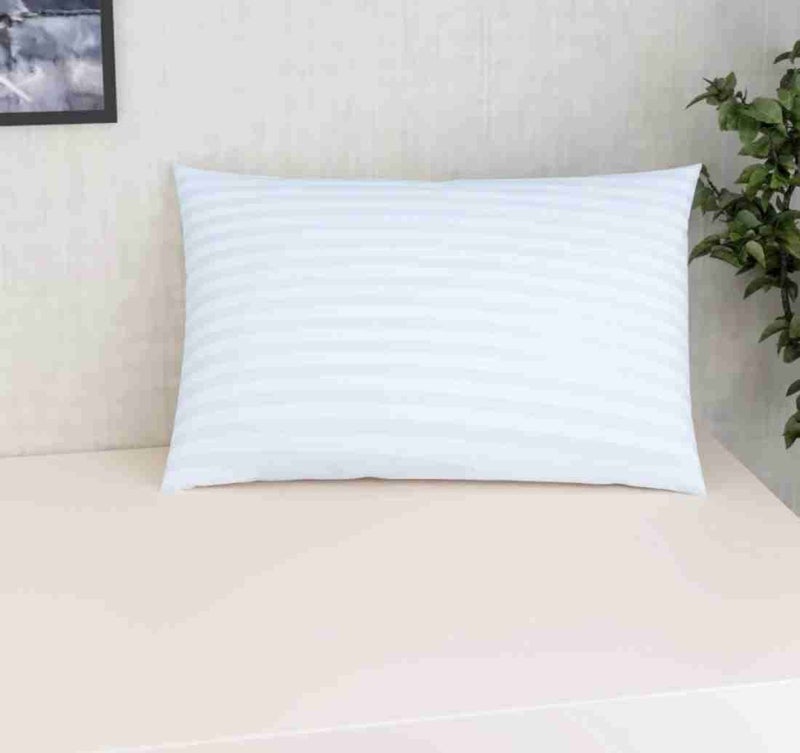 GUFFAW Premium Polyester Microfiber Satin Stripe Pillow Filler 16x26 inches (White) Pack of 1 - Image 1