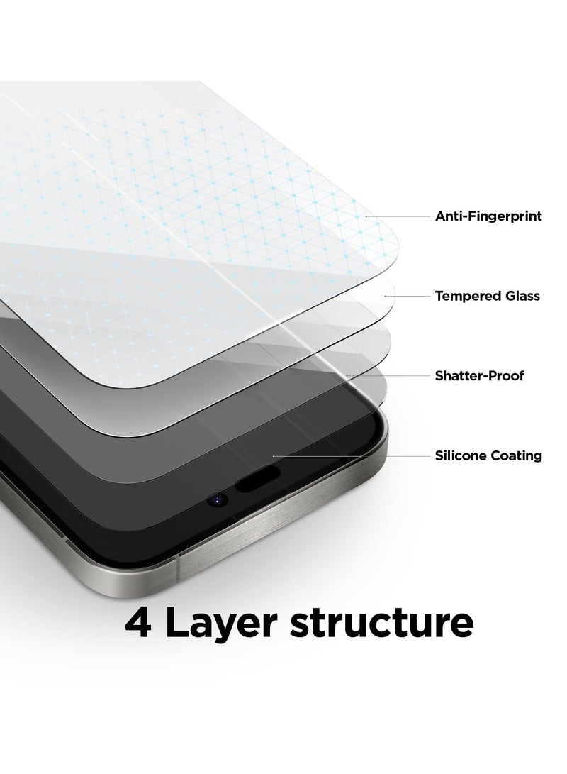 BORTONY iPhone 15 Pro Screen Protector 6.1 inch HD Clear Easy Installation Frame Scratch Resistant Anti-Fingerprint Bubble Free 9H Tempered Glass Film for iPhone 15 Pro - Image 3