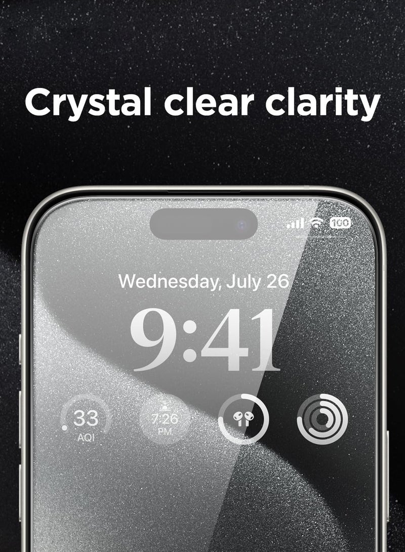 BORTONY iPhone 15 Pro Screen Protector 6.1 inch HD Clear Easy Installation Frame Scratch Resistant Anti-Fingerprint Bubble Free 9H Tempered Glass Film for iPhone 15 Pro - Image 4