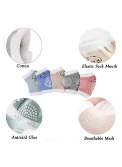 Alissa Multi color 5 Pairs Baby Knee Pads Stretchable Elastic Cotton Soft  Comfortable Knee Cap Elbow Safety Protector Knee Pads for Baby Breathable Anti-Slip Pad Large Size  - Image 2