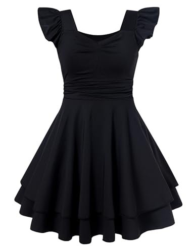 ALISISTER Girls Dresses Size 10 12 Balck Cute 5th Graduation Summer Dress for Teens Big Kids Runched Casual Dress for Teen Girl Junior Funeral Sleeveless Size 11 Teen Girl Clothes for School Dance 11t 12t - Image 1