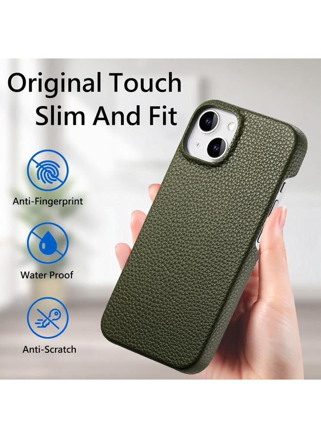 اس-توب جراب لهاتف iPhone 15 مع ظهر جلدي وحافة زيت الليتشي - Image 5