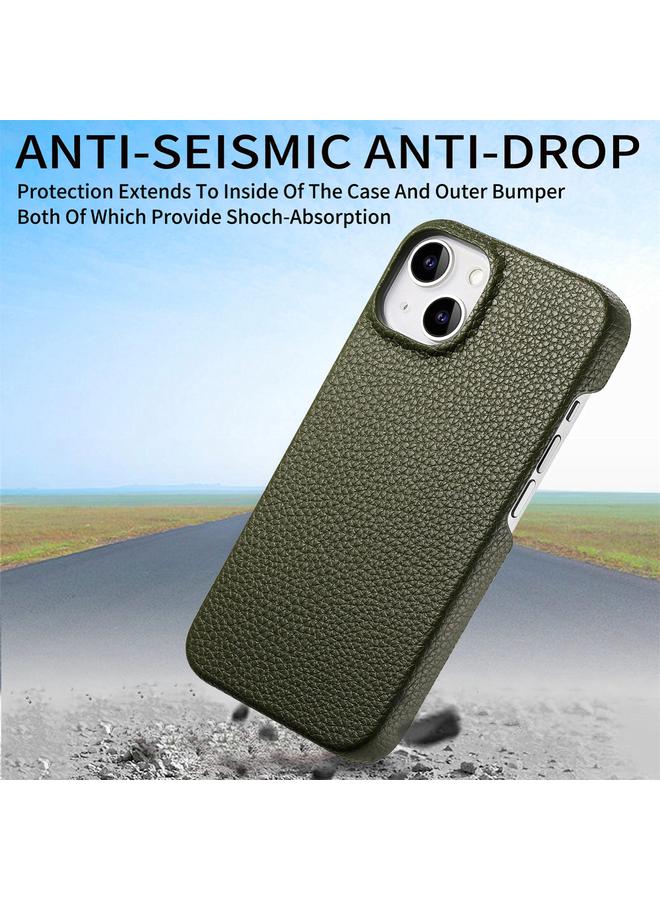 اس-توب جراب لهاتف iPhone 15 مع ظهر جلدي وحافة زيت الليتشي - Image 4