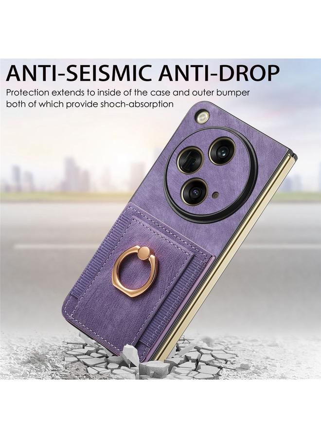 اس-توب جراب لهاتف OPPO Find N3 بتصميم كلاسيكي مع حلقة ومحفظة وبطاقات متعددة - Image 2