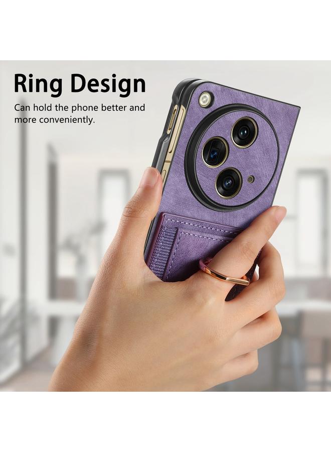 اس-توب جراب لهاتف OPPO Find N3 بتصميم كلاسيكي مع حلقة ومحفظة وبطاقات متعددة - Image 5