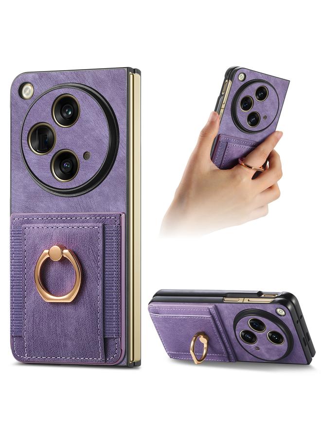 اس-توب جراب لهاتف OPPO Find N3 بتصميم كلاسيكي مع حلقة ومحفظة وبطاقات متعددة - Image 1