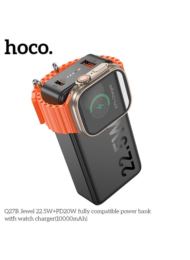 hoco. Q27B Jewel 22.5W+PD20W fully compatible power bank with watch charger(10000mAh, Black)  - Image 3