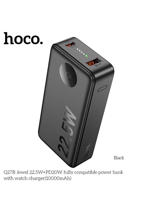 hoco. Q27B Jewel 22.5W+PD20W fully compatible power bank with watch charger(10000mAh, Black)  - Image 2