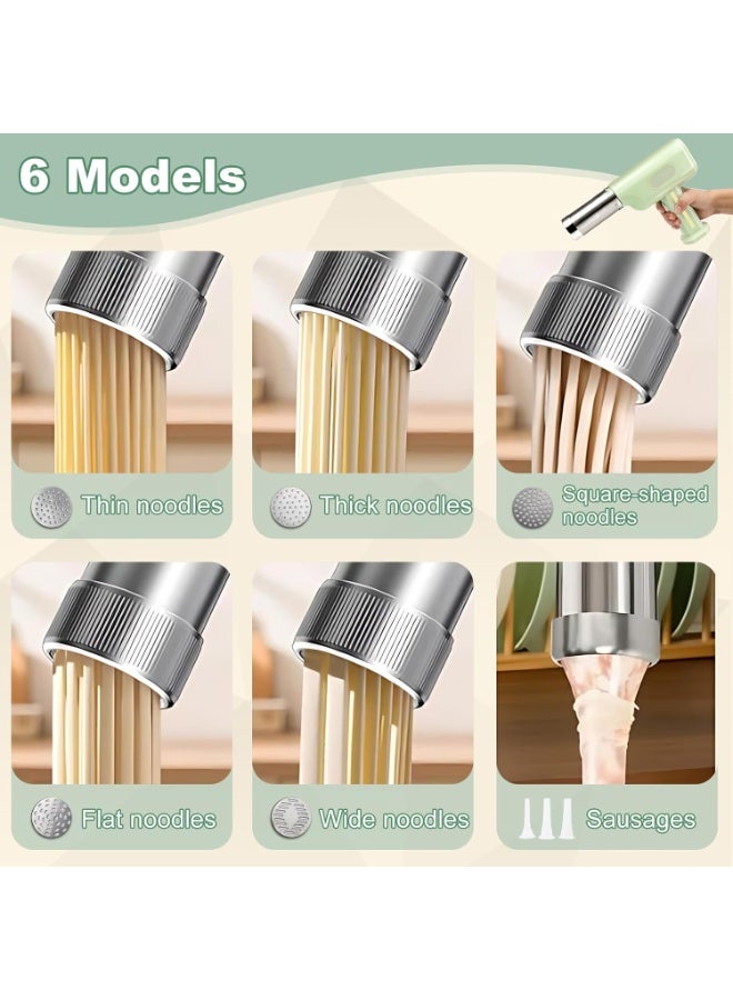 AiQi Electric Pasta Maker, Portable Noodle Maker with 2600mAh Battery, 5 Pasta Moulds, 3 Sausage Heads, Spatula and Measuring Cup, Automatic Noodle Maker for Spaghetti Lasagna - Image 2