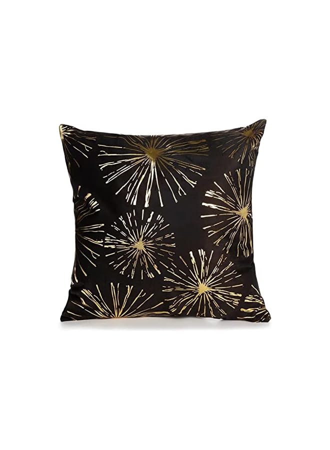 The Bros Throw Pillow Covers Short Plush Square Soft Cushion Cover Living Room Sofa Bedroom Home Decor 18x18 Inch Black Gold (4 Piece Set) - Image 5