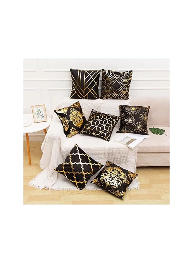 The Bros Throw Pillow Covers Short Plush Square Soft Cushion Cover Living Room Sofa Bedroom Home Decor 18x18 Inch Black Gold (4 Piece Set) - Image 4