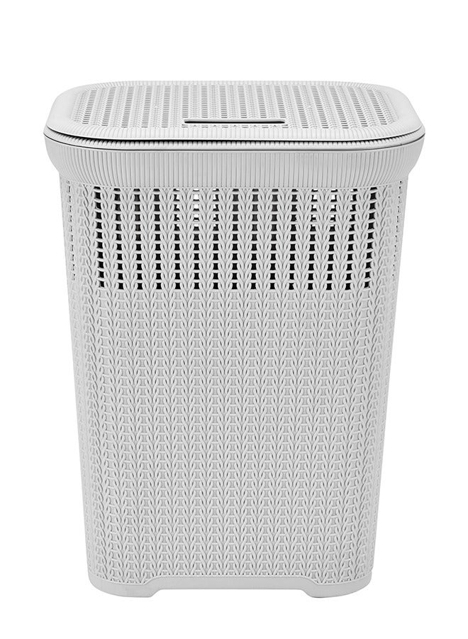 LAWAZIM Laundry Storage Basket -Grey- Lightweight Portable Spacious Durable Ventilated Plastic Hamper with Lid and Handles -Perfect for Home Household Washing Clothes Storage Bathroom Organization Use - Image 3