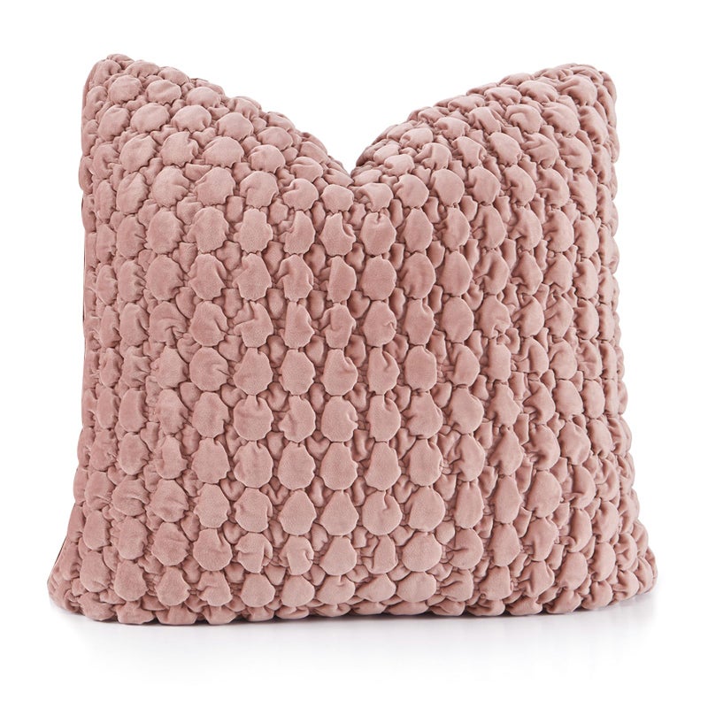 COCOPLOCEUS 1 Piece Euro Sham Pillow Covers 24x24 Decorative Farmhouse Pillow Covers Velvet Square Cushion Covers Soft Bubble Texture Euro Shams for Sofa Bed Living Room  Pink - Image 1