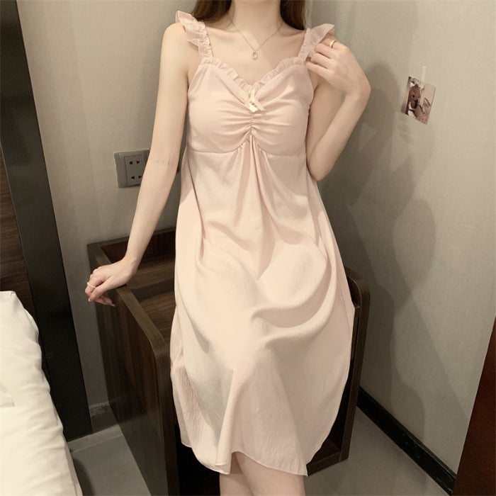 Summer Cotton Cloud Slip Dress with Built-in Bra R833#