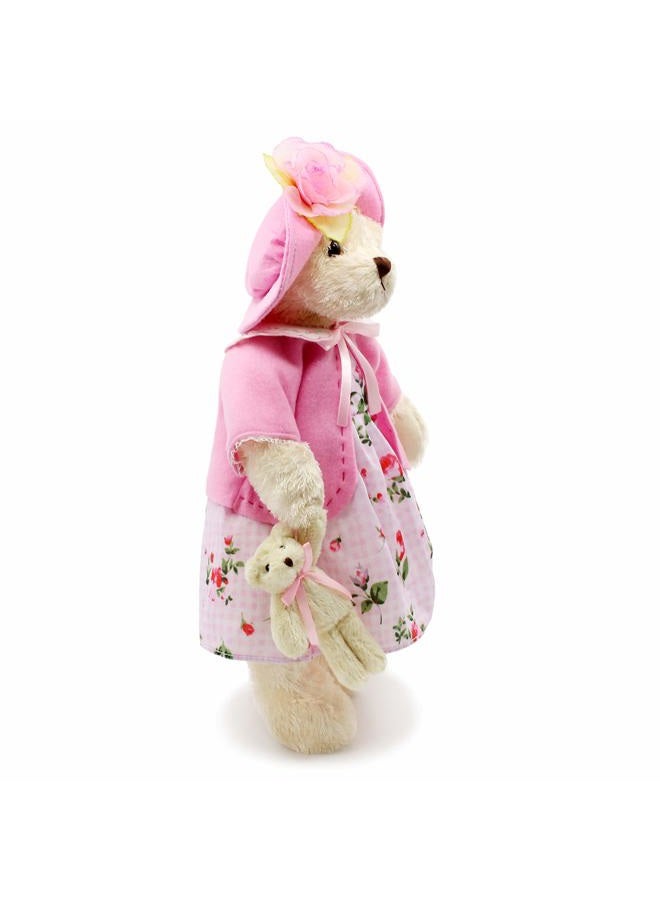 oits cute Teddy Bears Baby Cute Soft Plush Stuffed Animal Toy for Girl Women 16" (White Bear Wearing Pink Floral Dress) - Image 2