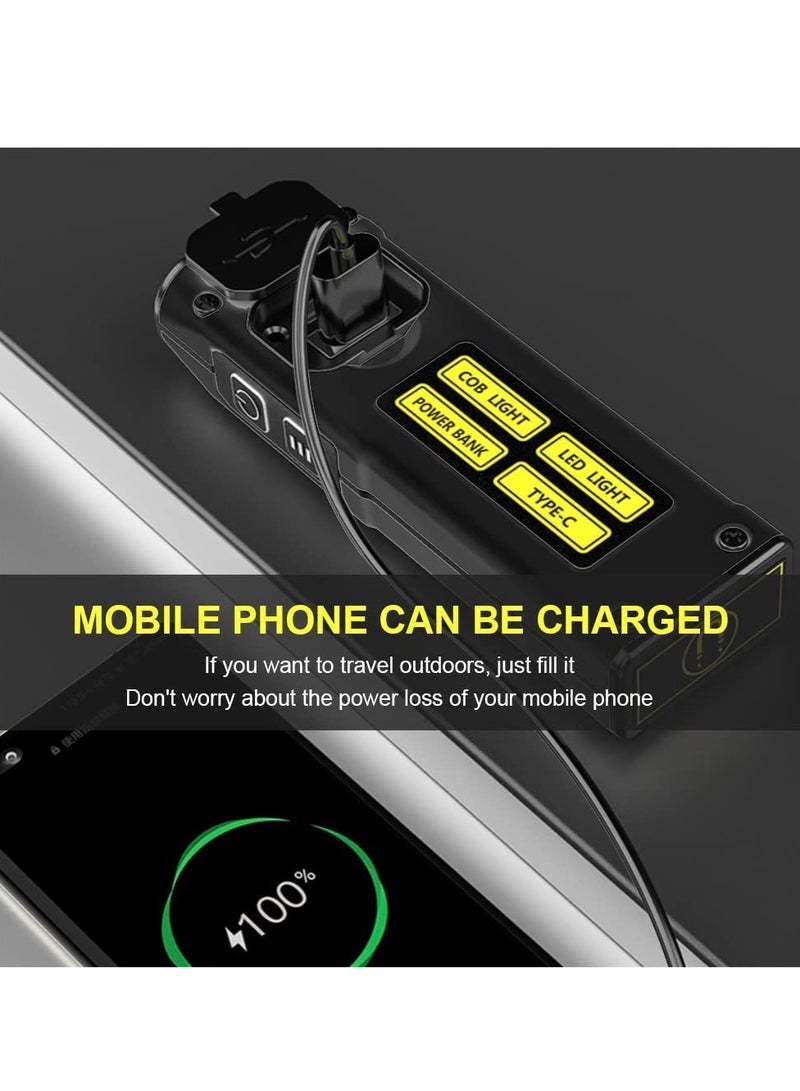 SYOSI LED Small Flashlight Portable Rechargeable Work Light Super Bright Multi Use Waterproof COB Multifunctional Magnetic Suction Flashlight for Camping Walking Searching Hiking Indoor Outdoor Use - Image 5