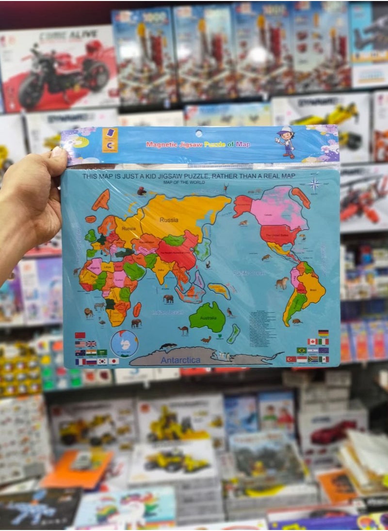 Generic - "Magnetic World Map - Multicolored - Featuring Country Flags and Names." - Image 1