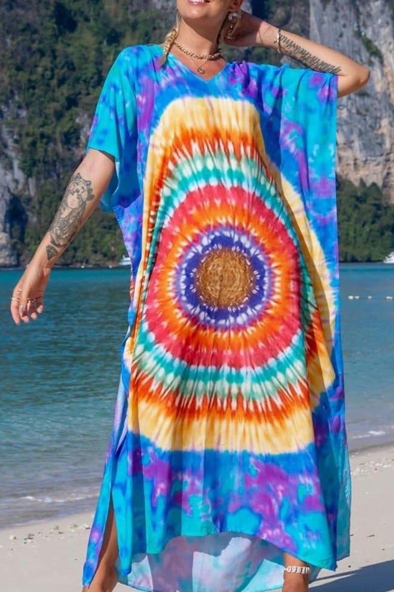 Women oversized colored chiffon long dress coverup abaya style  - Image 1