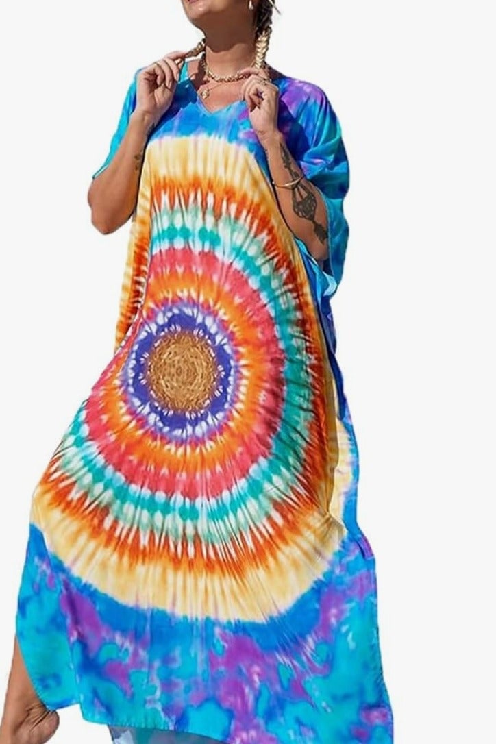Women oversized colored chiffon long dress coverup abaya style  - Image 2