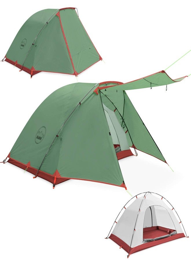 KAZOO 2／4 Person Camping Tent Outdoor Waterproof Family Large Tents 2/4 People Easy Setup Tent with Porch Double Layer - Image 1