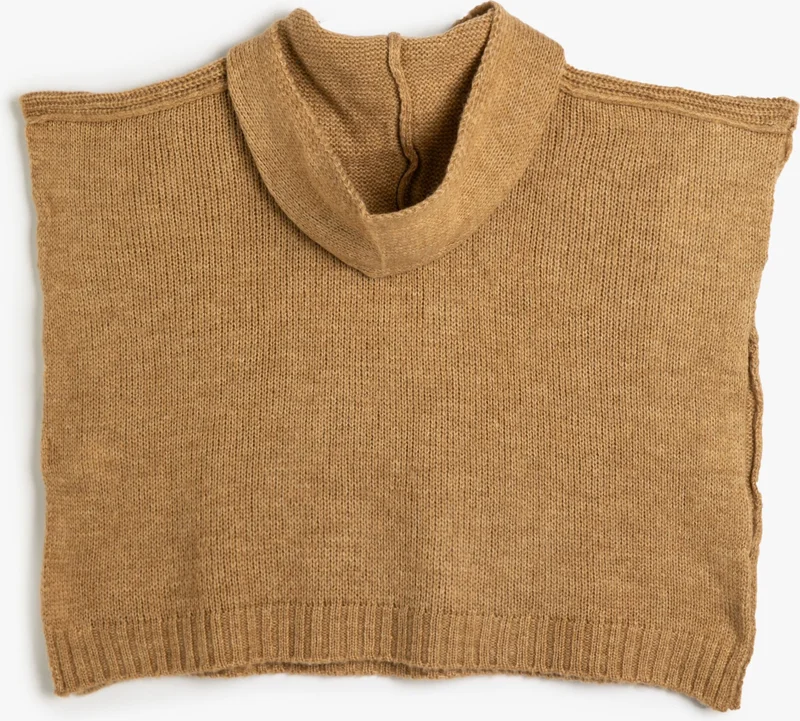 KOTON Knitwear Poncho Oversize Hooded Kangaroo Pocket