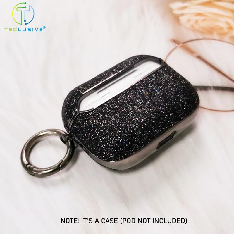T Teclusive Luxurious Shimmery Glitter Fancy Case Cover Compatible for Airpods 4 with Ring Holder | Shining Diamond Stone Design Case (Black) - Image 5