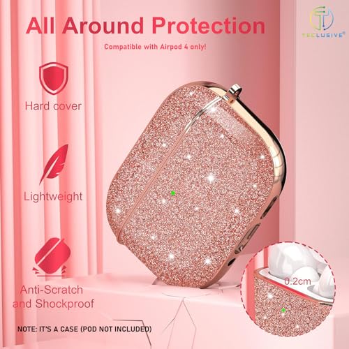 T Teclusive Luxurious Shimmery Glitter Fancy Case Cover Compatible for Airpods 4 with Ring Holder | Shining Diamond Stone Design Case (Black) - Image 2