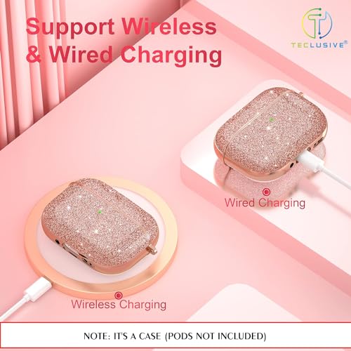 T Teclusive Luxurious Shimmery Glitter Fancy Case Cover Compatible for Airpods 4 with Ring Holder | Shining Diamond Stone Design Case (Black) - Image 4