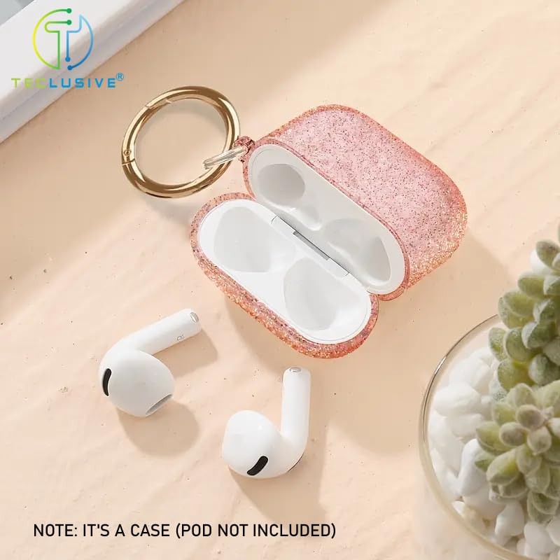 T Teclusive Luxurious Shimmery Glitter Fancy Case Cover Compatible for Airpods 4 with Ring Holder | Shining Diamond Stone Design Case (Black) - Image 3