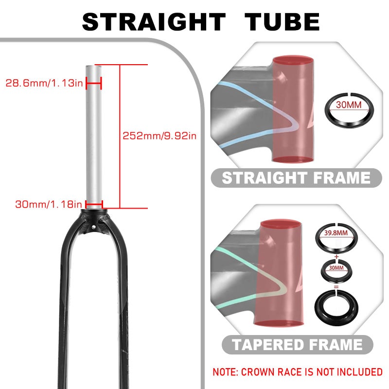 BUCKLOS 26/27.5/29â€ Mountain Bike Rigid Forks, 1-1/8â€ Straight MTB Rigid Fork Disc Brake, Superlight Aluminum Alloy Bicycle Rigid Fork fit BMX MTB Road Bike - Image 5